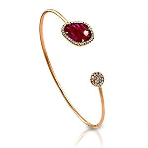 Rose Cut Sliced Natural Ruby Rose Gold Bracelet